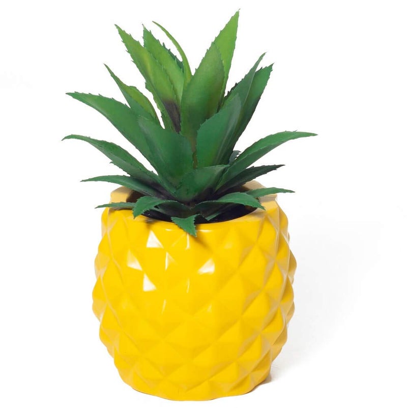 BLASCOOL Artificial Succulent Potted Pineapple Decor - Fake Pineapple Home Office Kitchen Table Decoration (Yellow) - Image 1